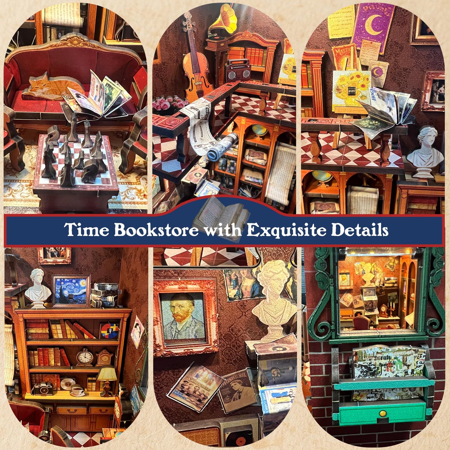 DIY Miniature House Kit, DIY Book Nook with LED Light | 3D Puzzles for Adults and Teens, Tiny House Building Kits for Bookshelf Decor, Relaxing Gift
