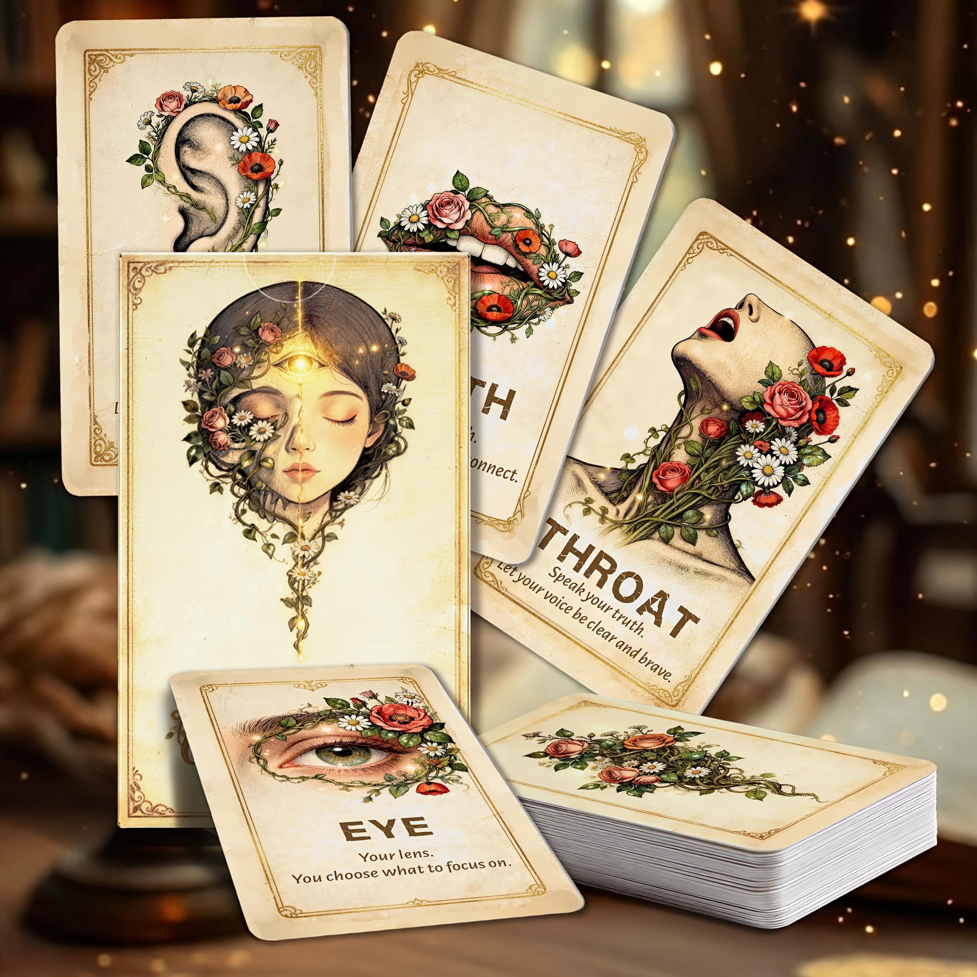 Oracle Cards: Skeleton & Flower Art Deck | 55 Cards for Connecting Inner Voice & Physical Intuition, Unique Mexican Folk Style Gift