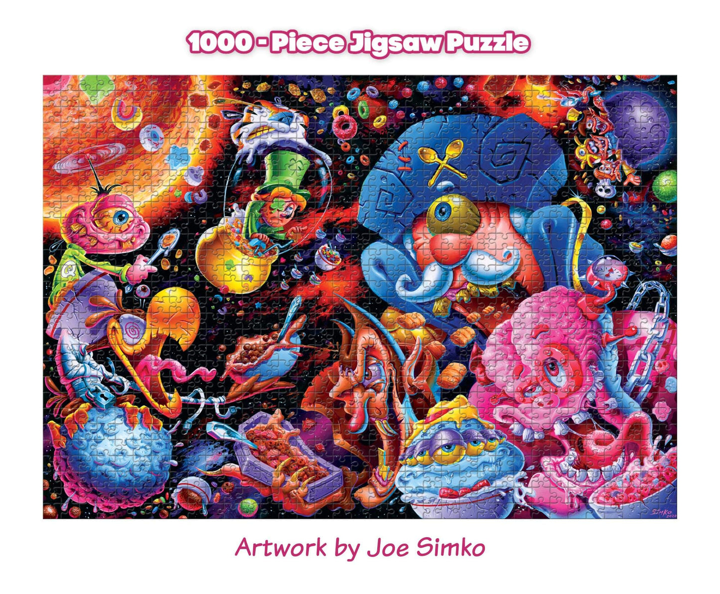 Cosmic Crunch Breakfast Cereal Monster Puzzle By Joe Simko | 1000 Piece Jigsaw Puzzle Toy | Interactive Brain Teaser for Family Game Night | 29 x 20