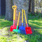 Spielstabil Four Seasons Pack of Sand Toys - Children's & Toddler Outdoor Toys, Long Handled Beach Shovel, Leaf Rake, Flat Snow Shovel & Garden Rake