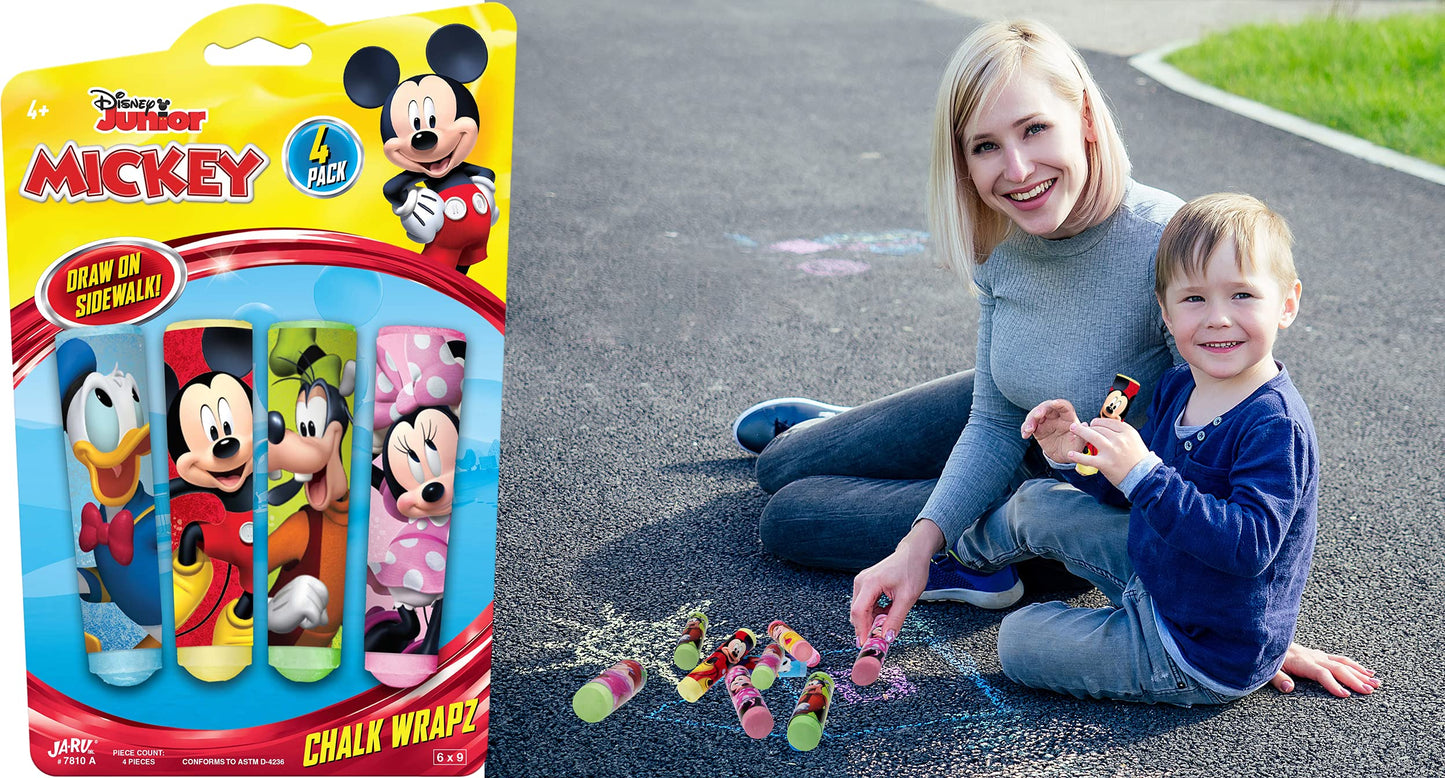 JA-RU Disney Sidewalk Chalk Sticks (1 Pack) Mickey & Minnie. Floor & Board Chalk, Outside Toys Jumbo Chalk, Non-Toxic Washable Art Set, Outdoor