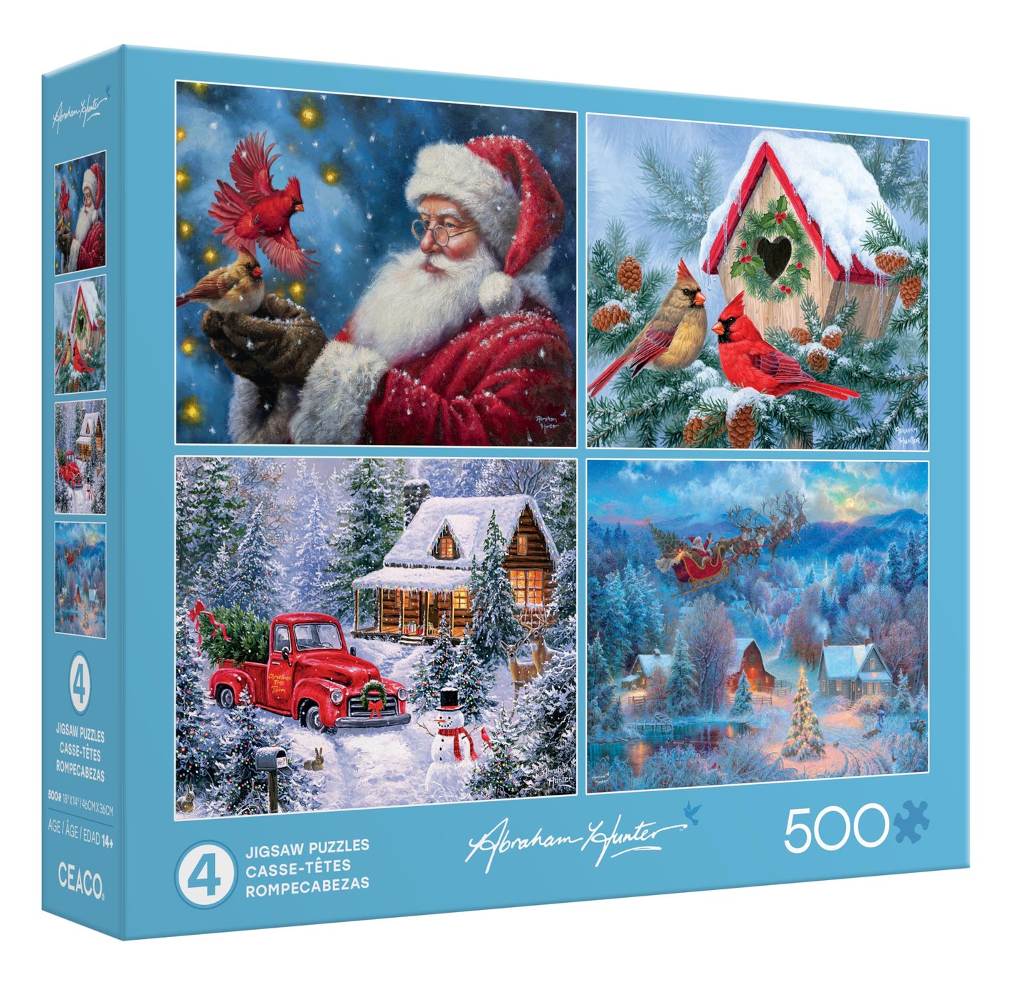 Ceaco - Holiday & Winter - 4 Pack 500 Piece Jigsaw Puzzles for Adults