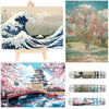 Small Jigsaw Puzzles for Adults 150 Pieces Mini Jigsaw Puzzles Challenging Castle Ukiyoe Sea Wave Tiny 6 x 4 Inches, 3 Pcs,Mini Easel Included