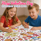 4E's Novelty 104 Pcs Giant Valentine Color Tablecloth Poster 30x72, with 103 Stickers, Huge DIY Valentines Day Coloring Table Coth Valentines Kids