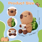 Fungi Fun Crochet Capybara Plush with Turtle - Emotional Plush with Motivational Card, Cute Capybara Crochet Doll Decor, Fun Gift for Women