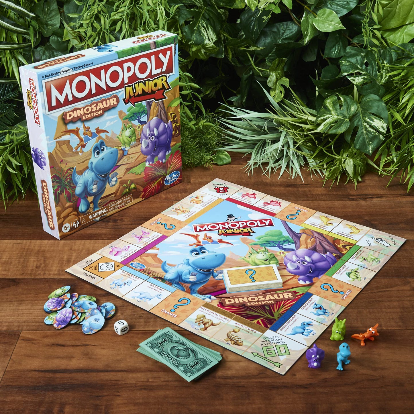 Hasbro Gaming Monopoly Junior Dinosaur Edition Game | Kids Board Games with Dino-Themed Toy Tokens | 2-4 Players for Boys & Girls | Ages 5+ (Amazon