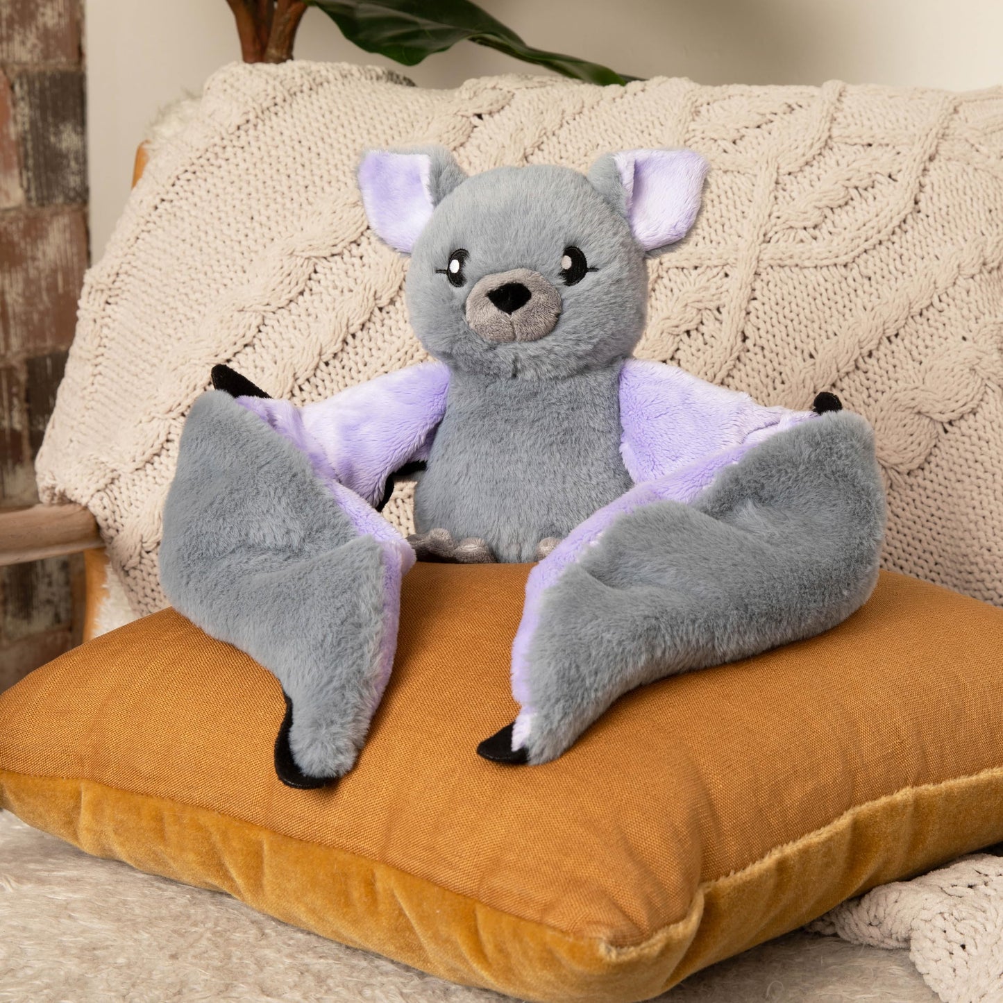 HUGIMALS Hugarounds Berkeley the Bat 2.5 lb Microwaveable & Freezable Weighted Plush Neck & Shoulder Wrap | Soothing, Comforting Hugs for Self-Care