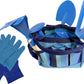 Kids Garden Set & Bucket Hat Combo: Real Metal Tools & Wooden Handles; Shovel, Rake & Pitch Fork, Pitcher, Gloves & Carrying Bag. Sure-Fit Adjustable
