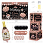 Happy Birthday Party Decorations for Women,Black PInk Balloons,Birthday Box Decor,Backdrop,Beers Foil Balloon