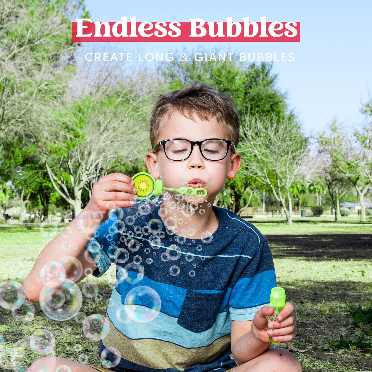 Sloosh 24 Pack Fruits Mini Bubble Wands (1 oz) for Kids, Summer Bubble Fun Activity, Easter, Themed Birthday Wedding, Assortment Party Favors Gift