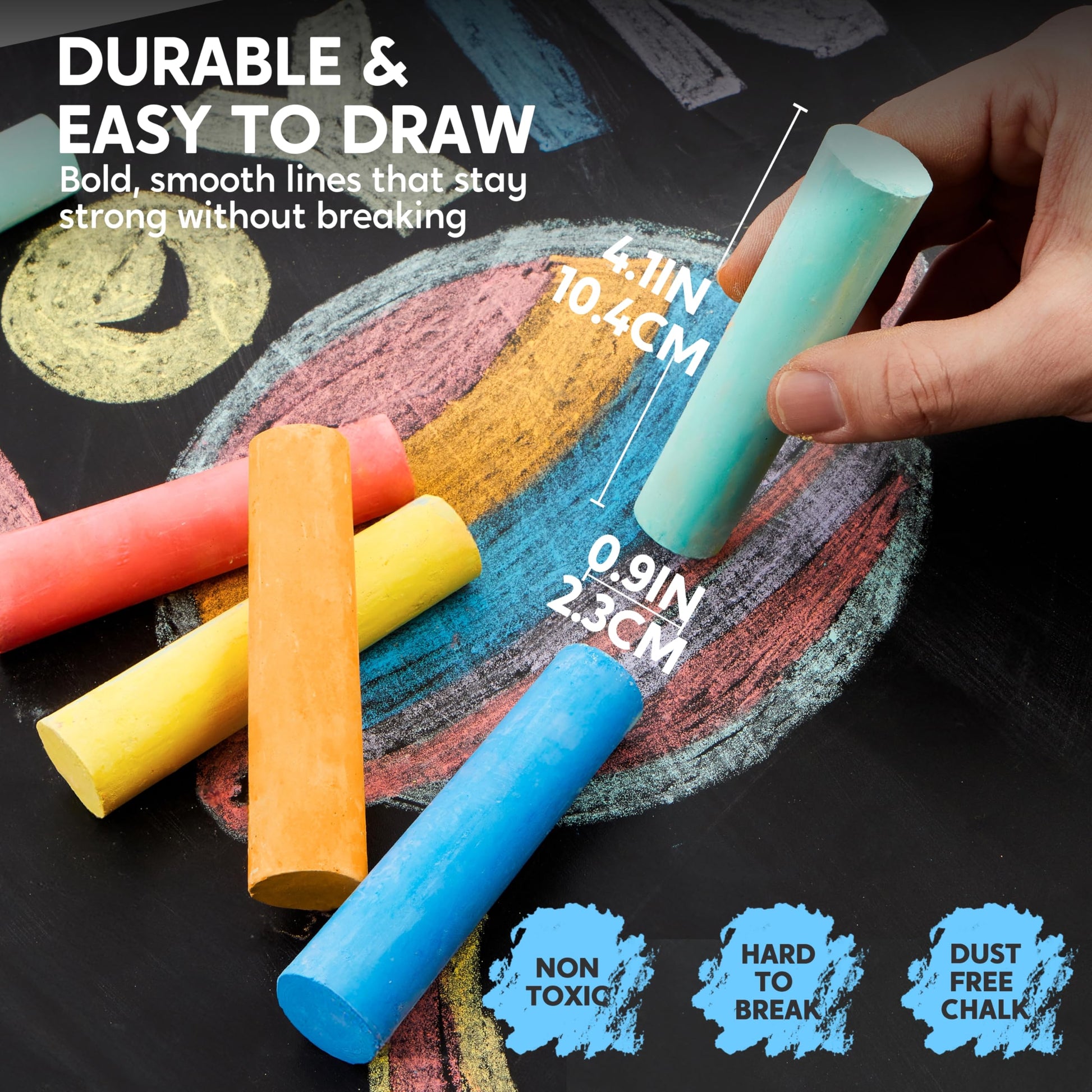 JOYIN 16 PCS Sidewalk Chalks Set Non-Toxic Washable Jumbo Chalk Bulk for Toddlers 1-3, Painting on Chalkboard, Driveway and Playground, Outdoor