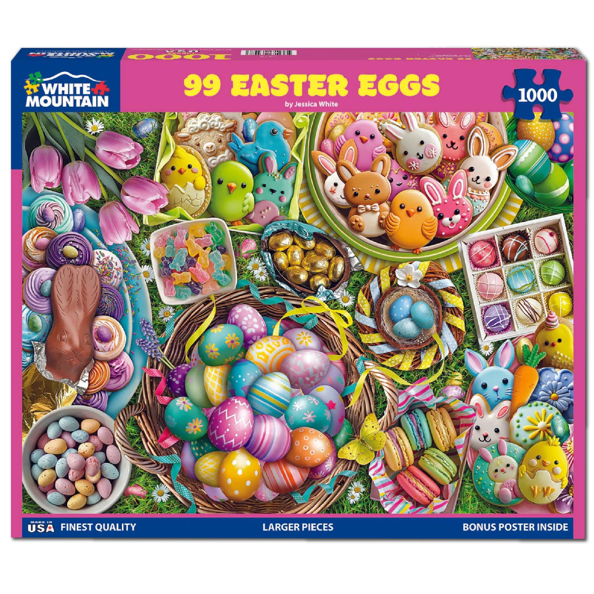 White Mountain 1000 Piece Jigsaw Puzzle Holiday Collage, 99 Easter Eggs