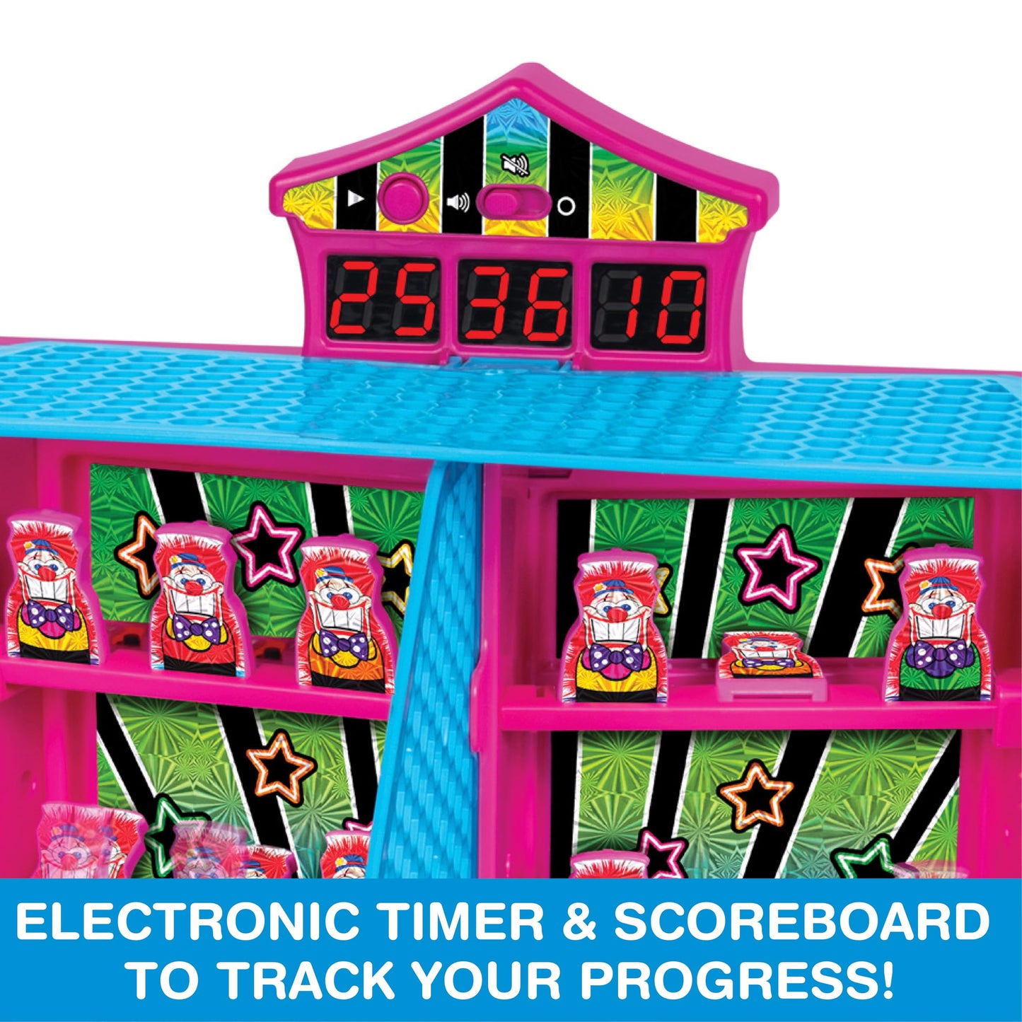 Kidoozie - Electronic Arcade Down The Clown - Electronic Tabletop Arcade Game for Kids, Lights and Sounds Family Skill Toy, Ages 4+