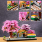 TEXXXIAN Cherry Blossom Micro Building Blocks Set, Japanese Creative Mini Bricks Model Flower Train Station Architecture for Adults and Kids Age 14+