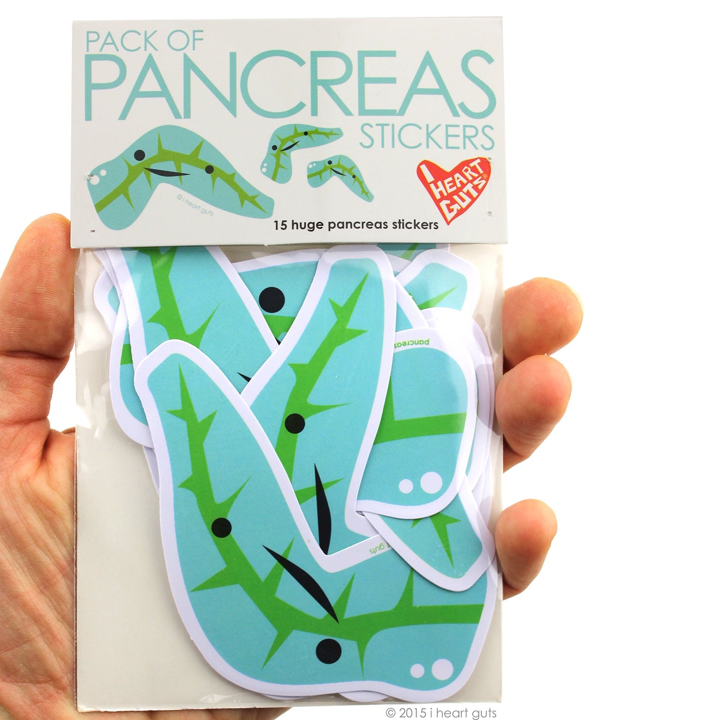 I Heart Guts Pack of Pancreas Stickers - 15 Pancreas Stickers - Cute and Educational Vinyl Stickers for Diabetics, Endocrinology Gifts, or Sweet