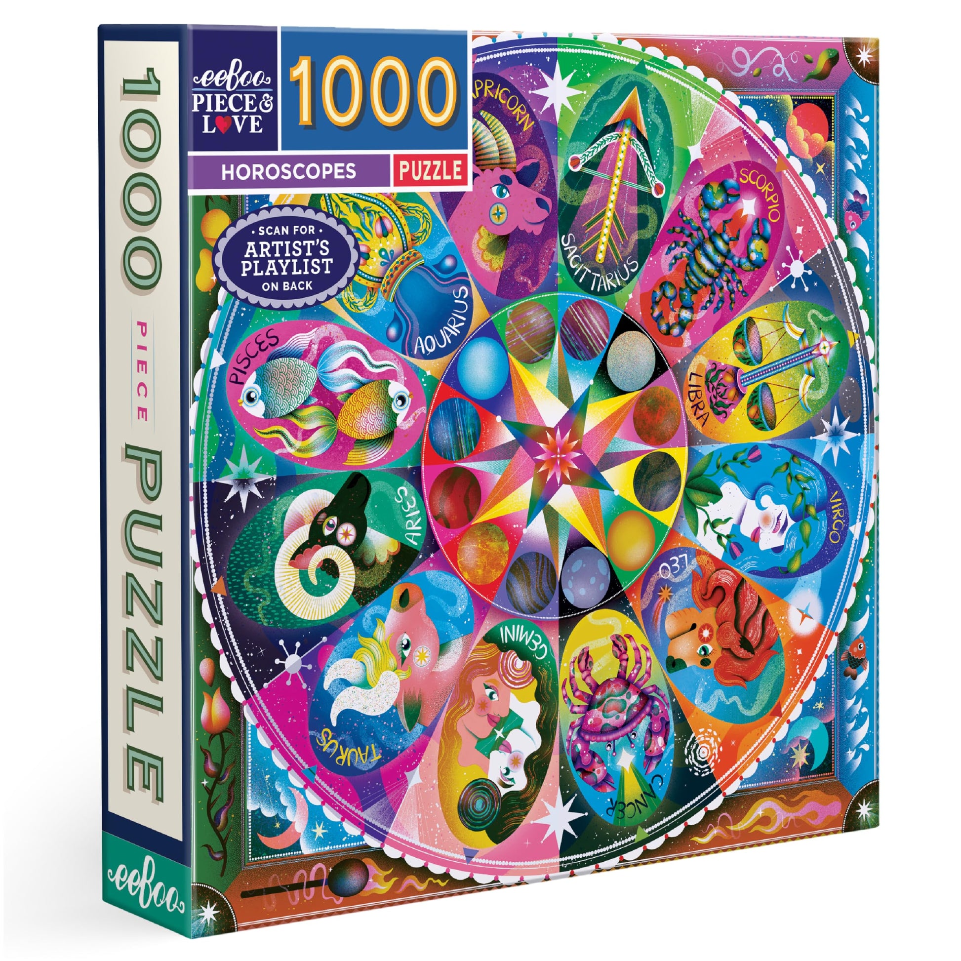 eeBoo Horoscopes 1000 Piece Square Jigsaw Puzzle, 23" x 23"
