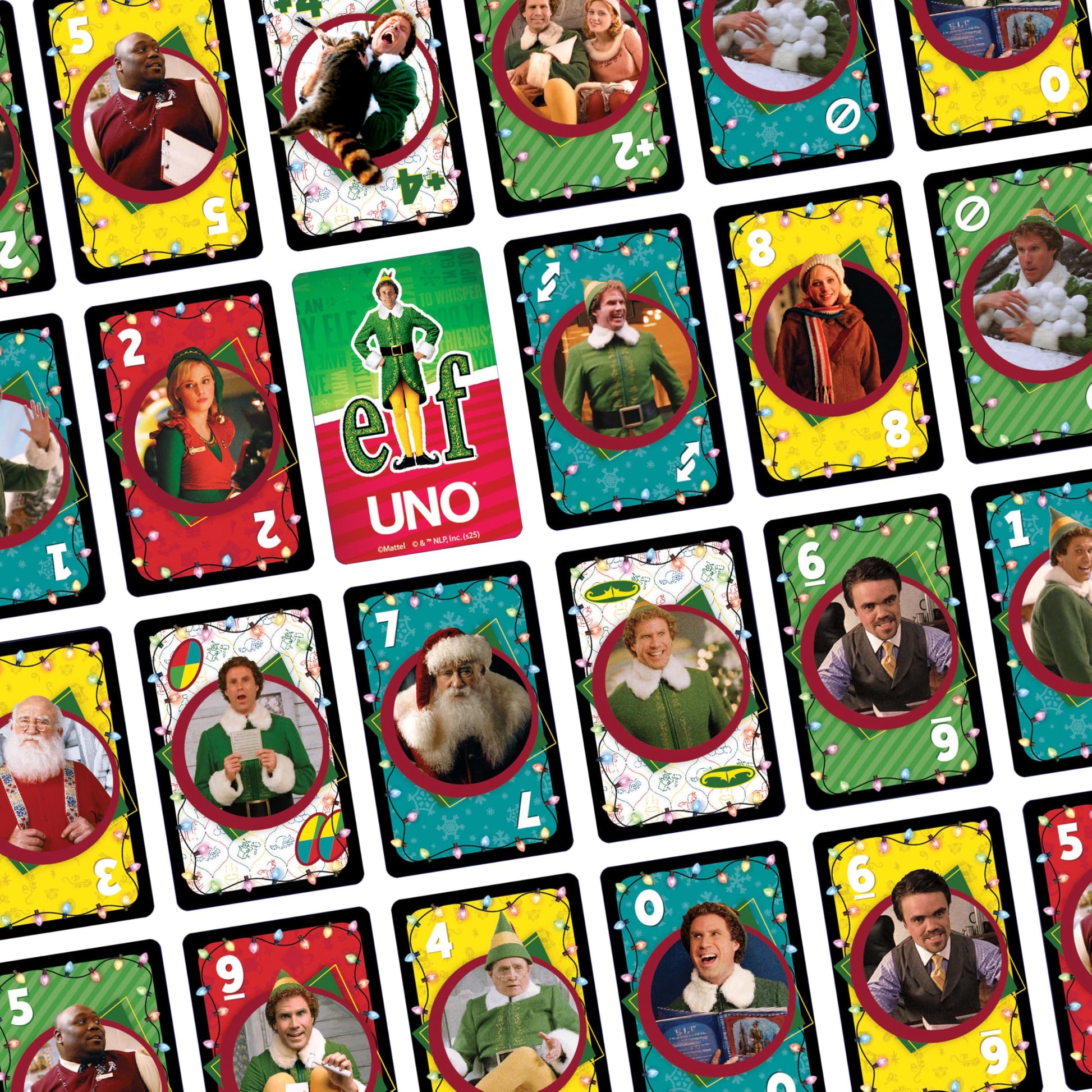 Mattel Games UNO Fandom Elf Card Game for Kids, Adults & Families, Deck Includes Collectible Foil with Images from the Movie