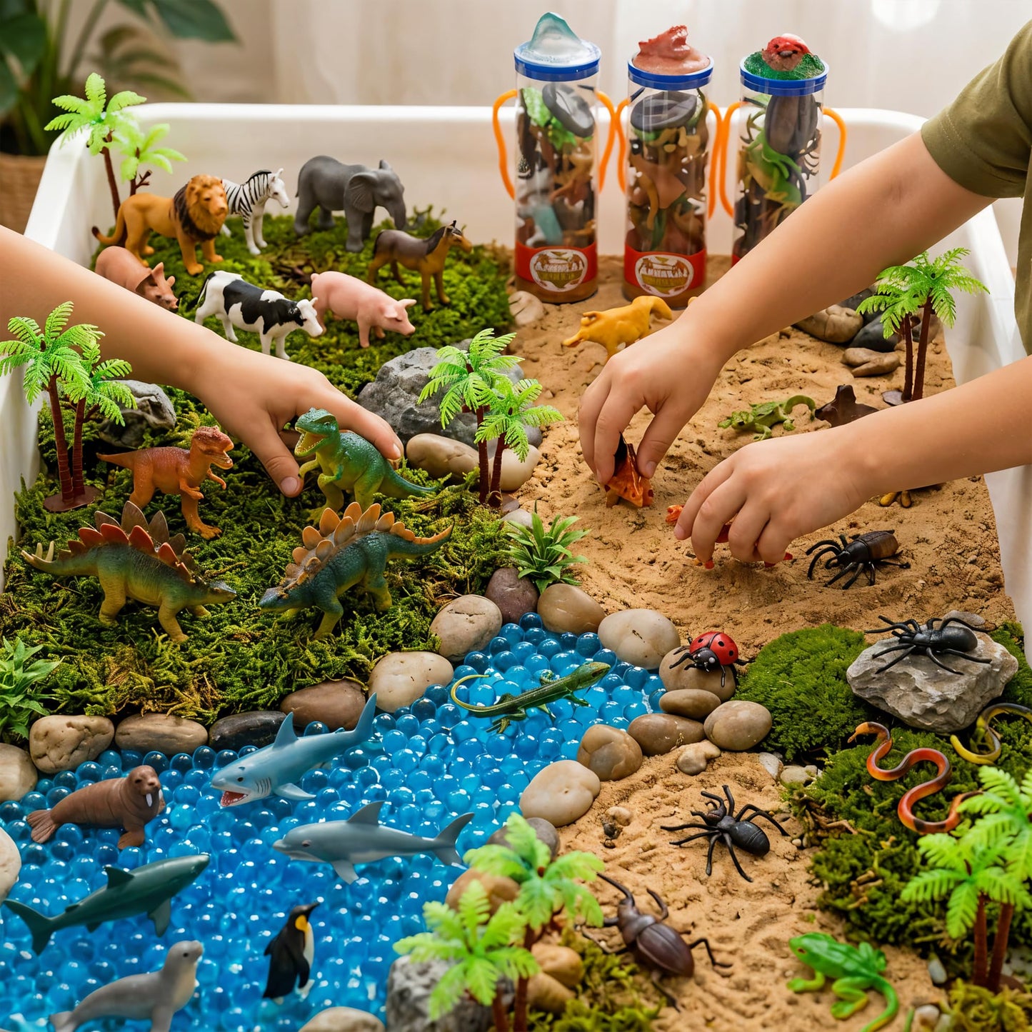78PCS Mini Animal Figures Toys, 6 Pack Animal Figurines Collection with Dinosaur, Ocean, Farm, Wild Animal, Reptile & Insect Toys, Party Favors, Cake