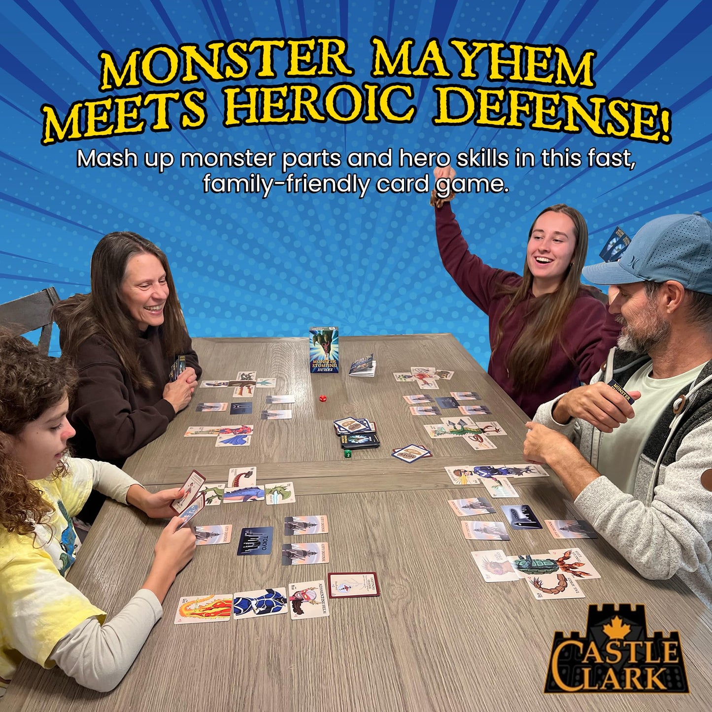 Castle Clark Monster Stomping: Heroes Games - Monster Building Dice & Strategy Card Game for Adults & Kids 13+ | Travel, Party & Family Kids' Games