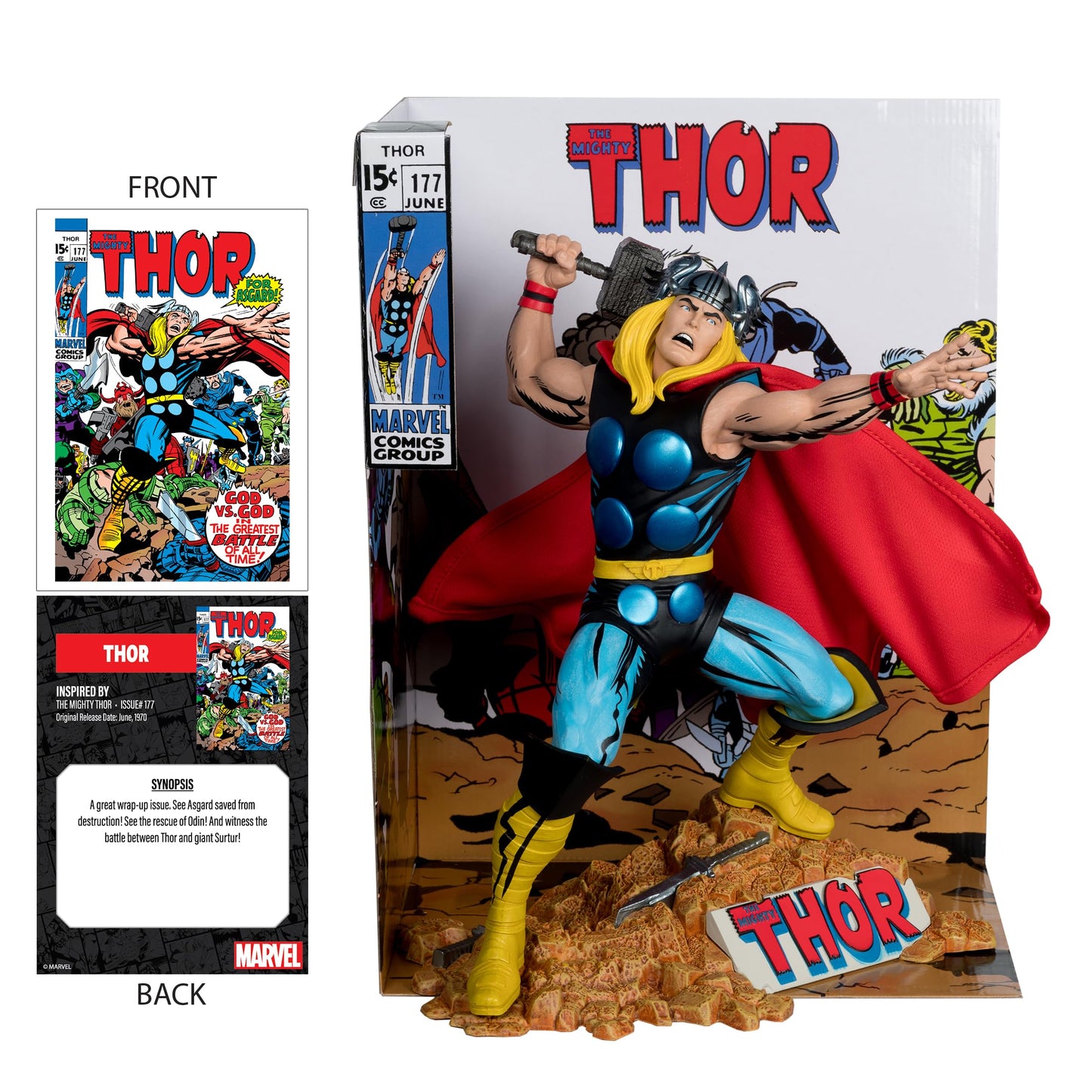 McFarlane Toys - Marvel Thor 1:6th Scale Collectible with Scene & Comic (The Mighty Thor #177)