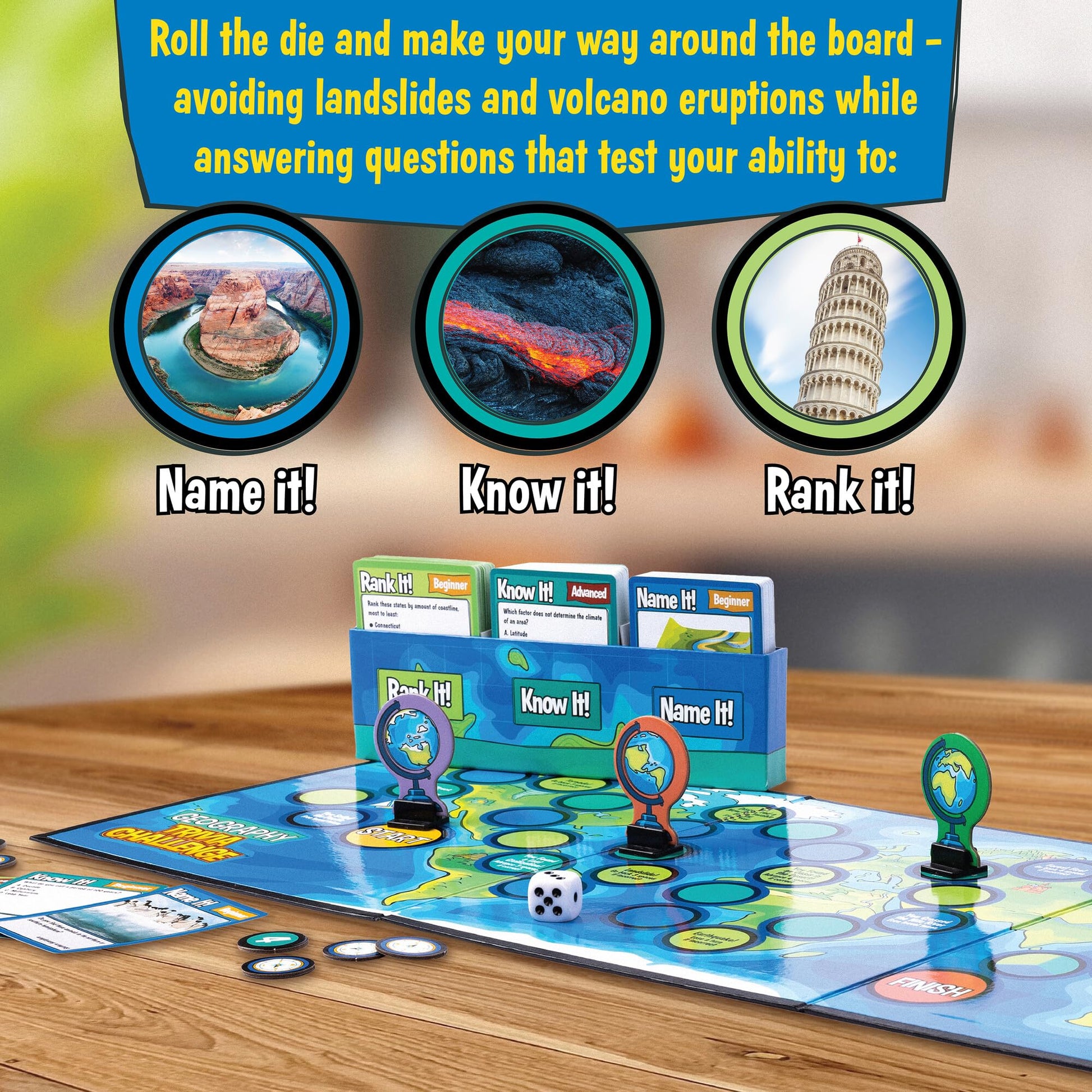 MindWare Geography Trivia Challenge - Board Game for Kids 8-12 and Up - Fun Trivia with 432 Double-Sided Question Cards - Educational Geography Game