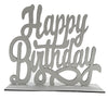 Happy Birthday Wood Sign Wall Decor Wooden Table Sign Centerpiece Birthday Party Decoration Supplies - 4 PCS (Sliver/Glitter)