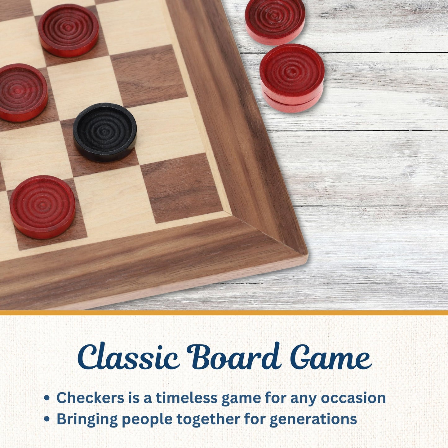 WE Games Old School Wooden Checkers Set Red and Black Pieces - 12 Inch Classic Board Game for Strategy Play, Gatherings, and Game Nights