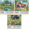 Bits and Pieces - Value Set of Three 500 Piece Jigsaw Puzzles for Adults - Around The Bend, Plain and Fancy, Father's Day Jigsaw Puzzles by Artist