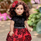 Holiday Spirit - 3 Piece 18 inch Doll Outfit - Holiday Red Taffeta Party Dress with Red Shoes and Headband - (Doll Not Included)
