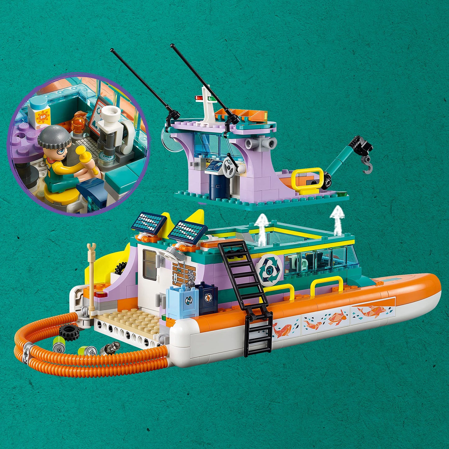 LEGO Friends Sea Rescue Boat 41734 Building Toy Set for Boys & Girls Ages 7+ Who Love The Sea, Includes 4 Mini-Dolls, a Submarine, Baby Dolphin