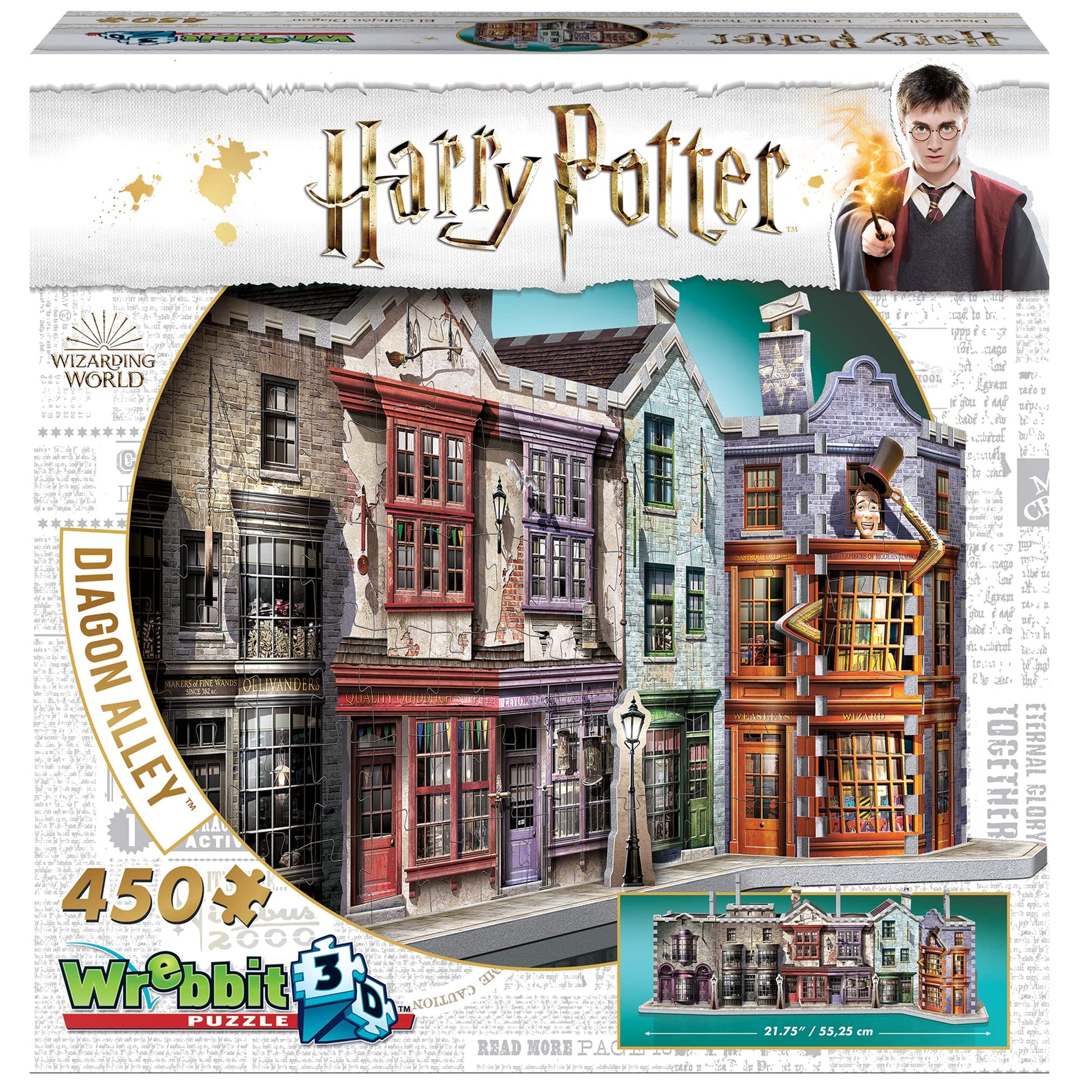 Wrebbit3D Harry Potter 3D Puzzle Model of Diagon Alley | 450 Real Jigsaw Puzzle Pieces | Build and Journey Through the Wizarding World