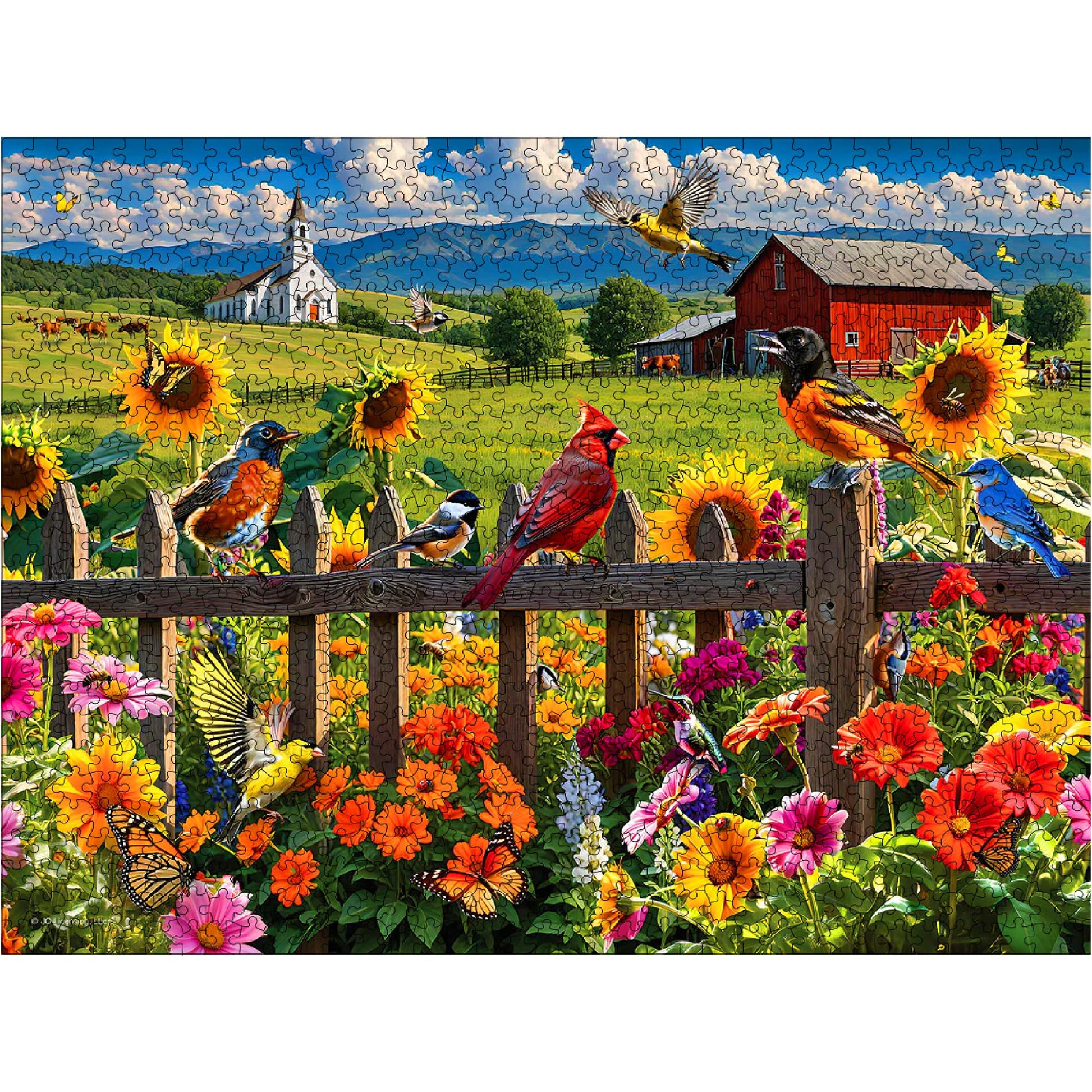 White Mountain 500 Piece Jigsaw Puzzle Spring Flower Bird, Sunday Gathering