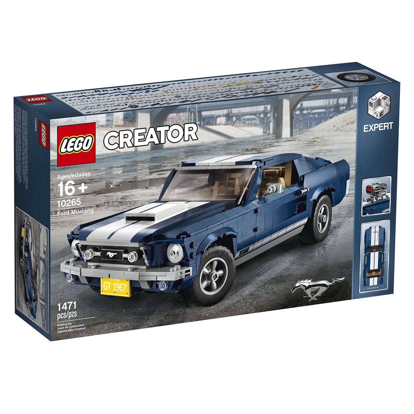 LEGO Creator Expert Ford Mustang 10265 Building Set - Exclusive Advanced Collector's Car Model, Featuring Detailed Interior, V8 Engine, Home and