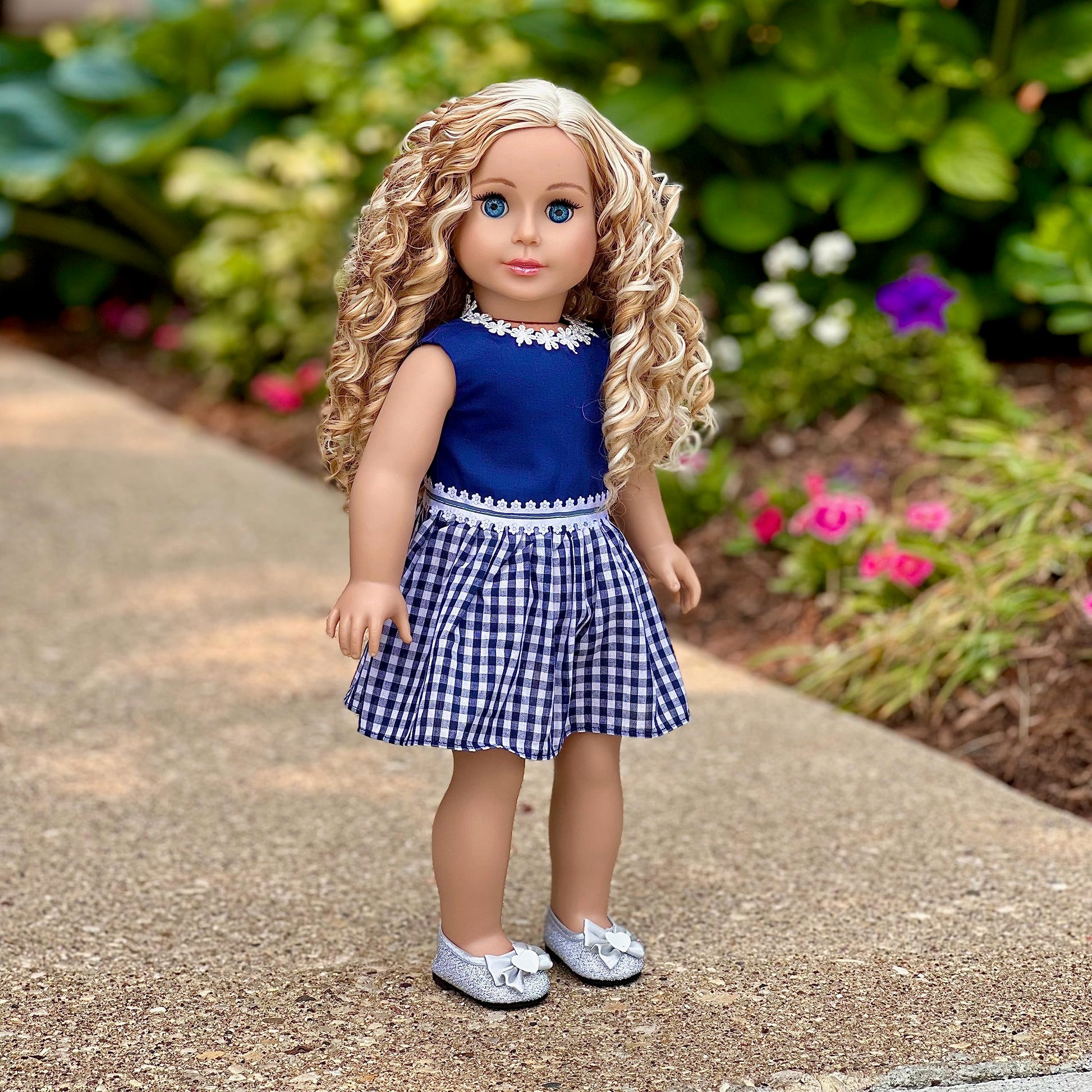 Saturday Afternoon - Navy Blue Dress - Clothes Fits 18 Inch Doll (Shoes Sold Separately) (Doll Not Included)