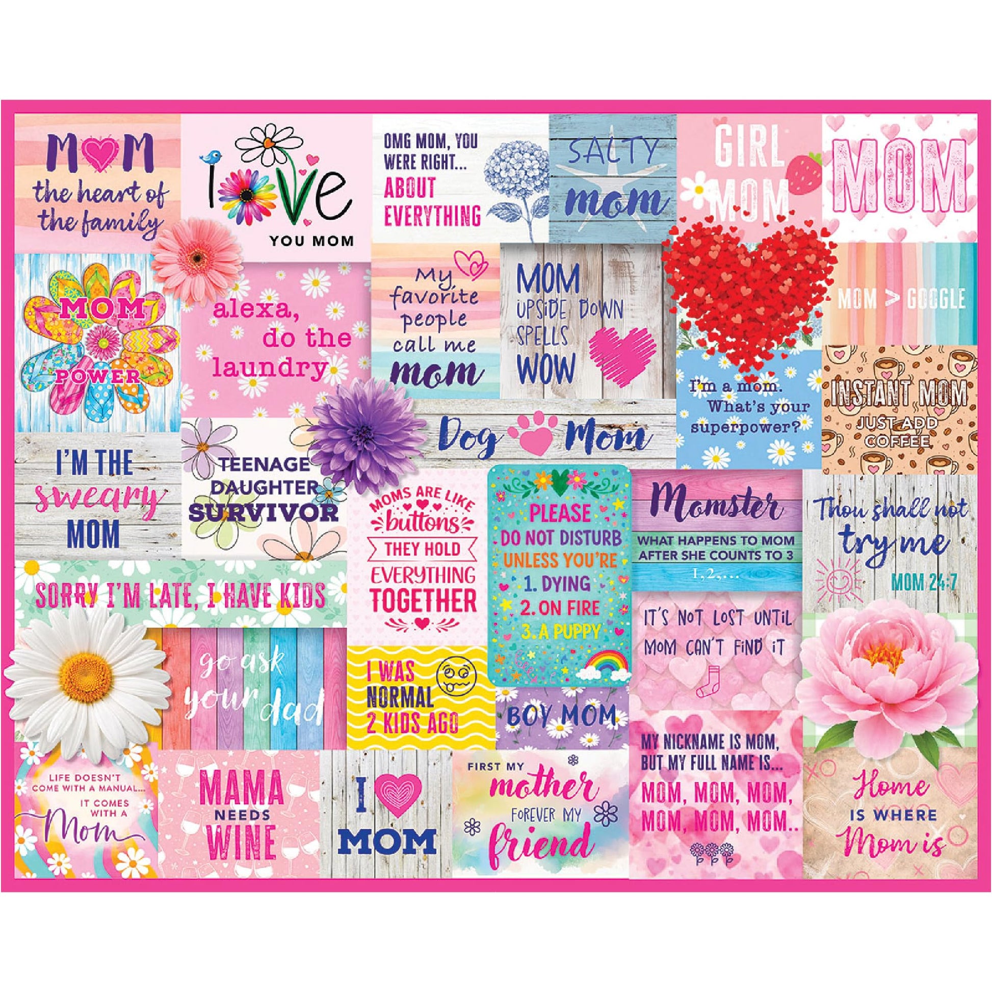 White Mountain 1000 Piece Jigsaw Puzzle Cute Mother's Day, Mom Power