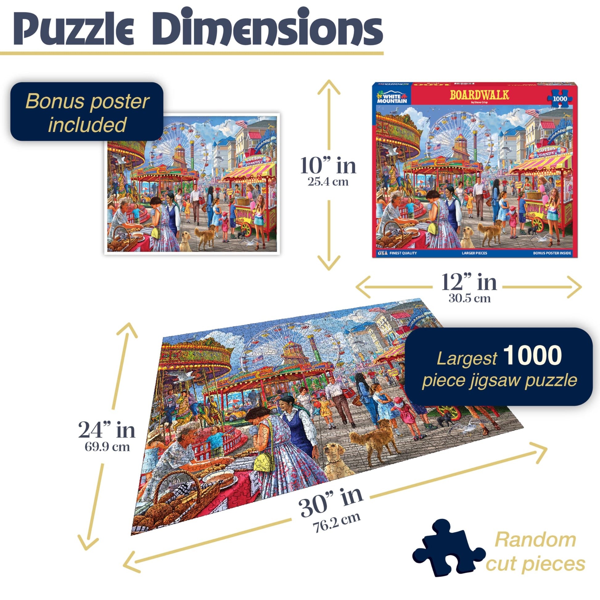 White Mountain 1000 Piece Jigsaw Puzzle Classic Summer Carnival, Boardwalk