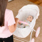 Baby Doll Stroller for Girls - Foldable Toy Pram with Adjustable Canopy, Foam Handle & Wheels - Fits 12-14 Inch Dolls, Reborn Dolls - Pretend Play