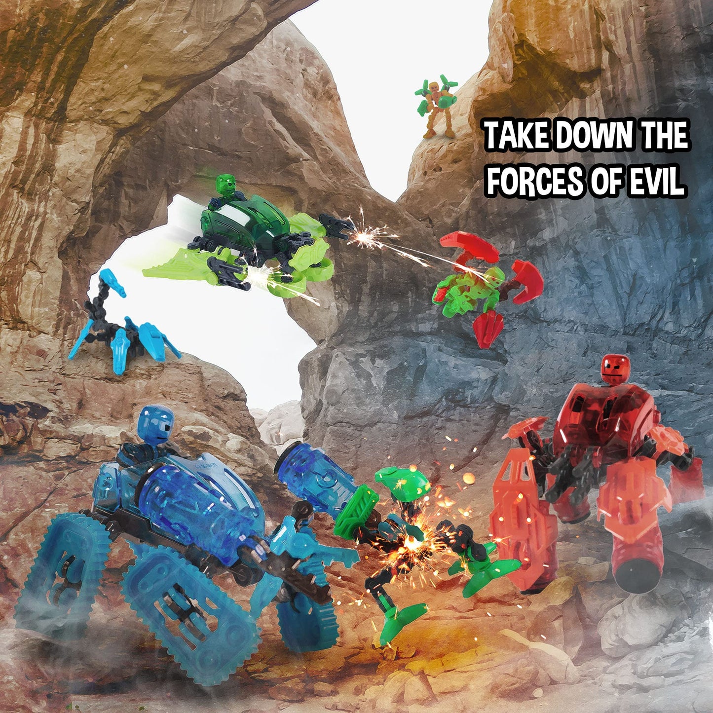 Zing Klikbot Megabot - Large Buildable Poseable Action Figure with Suction Cups, Combines with Other Klikbots, Stop Motion Animation Toy for Kids
