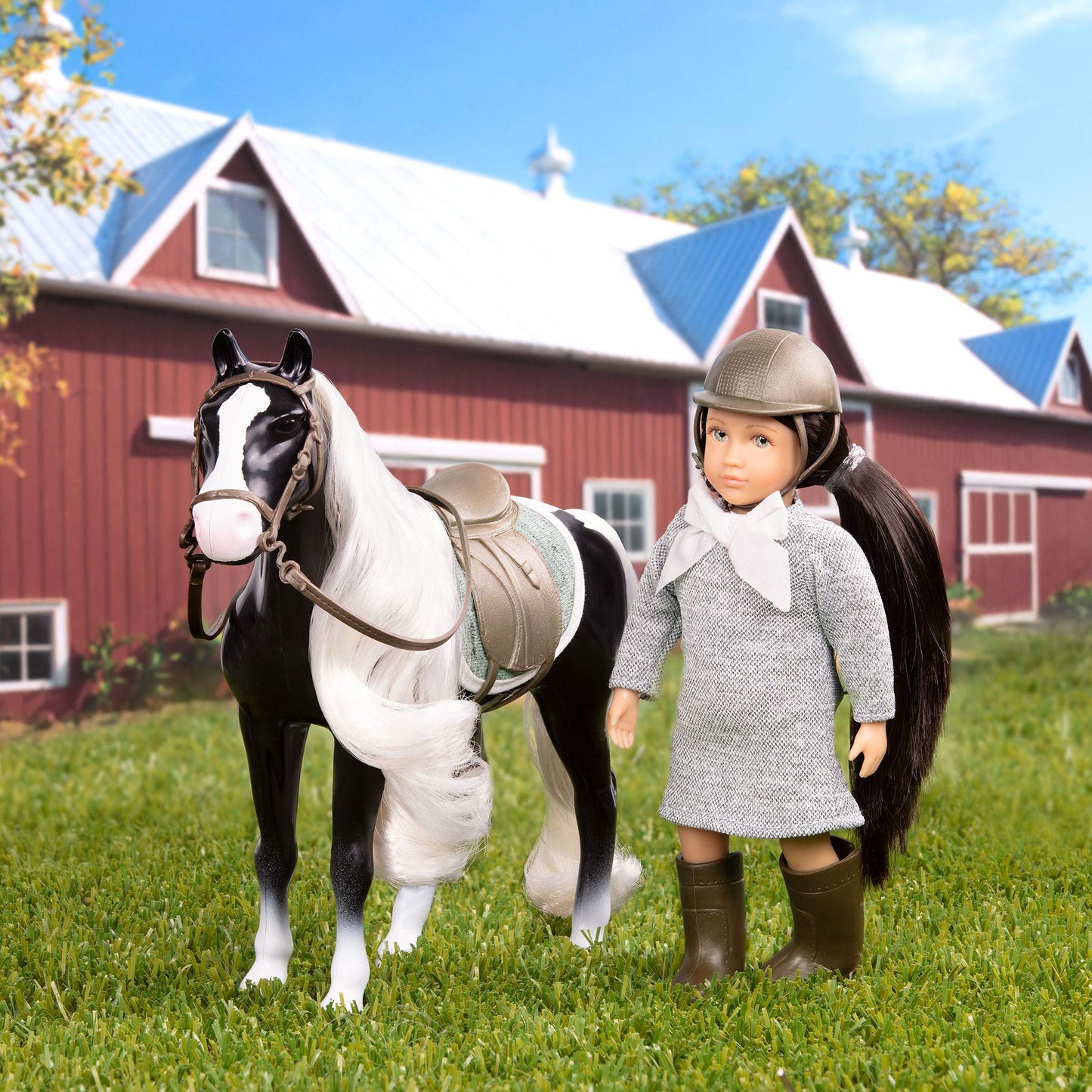 Lori - Mini Doll & Toy Horse - Small 6-Inch Doll & Gypsy Vanner Horse - Set with Clothes, Animal & Accessories - Playset for Kids - Ansley & Arabel