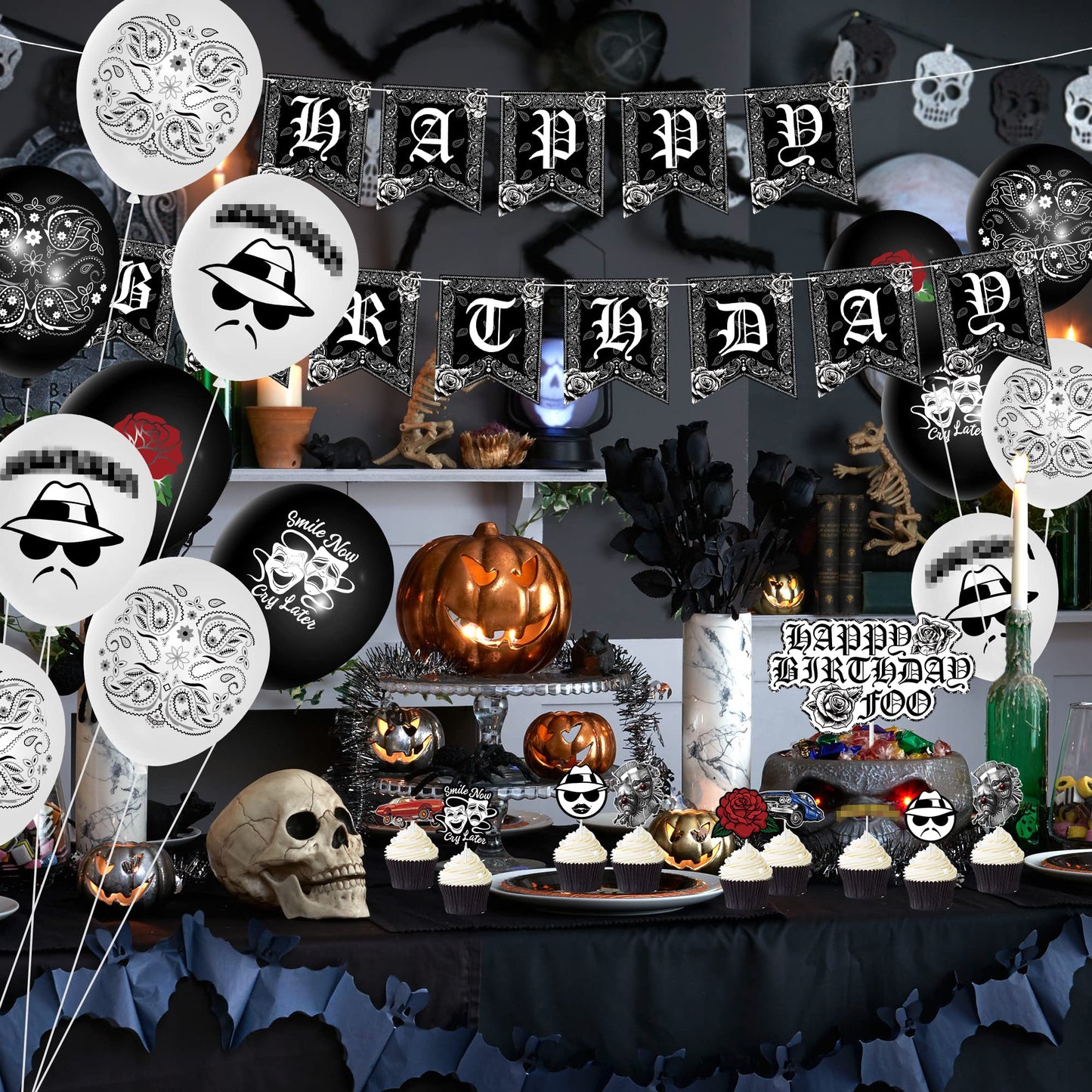 Wood Homing 51PCS Cholo Birthday Party Decorations, Early 2000s Party Kit for Teens, Old School Black Cholo Theme Balloons, Happy Birthday Banner