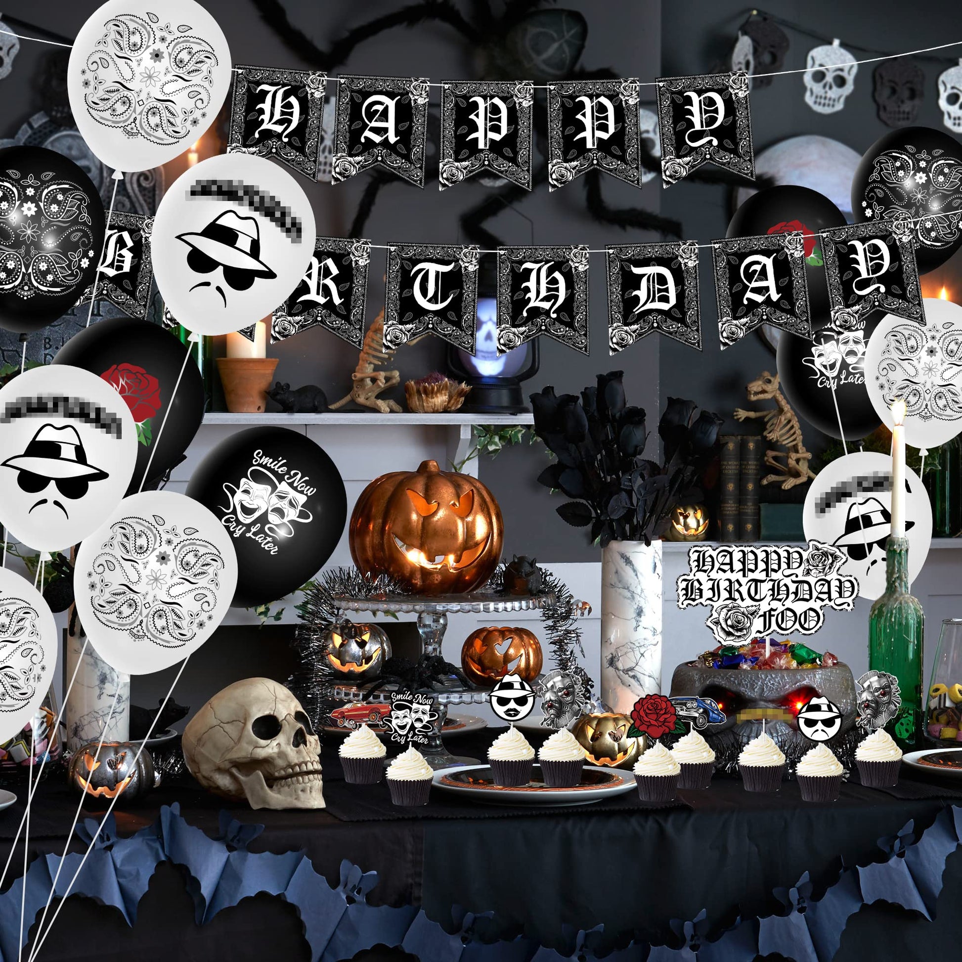 Wood Homing 51PCS Cholo Birthday Party Decorations, Early 2000s Party Kit for Teens, Old School Black Cholo Theme Balloons, Happy Birthday Banner