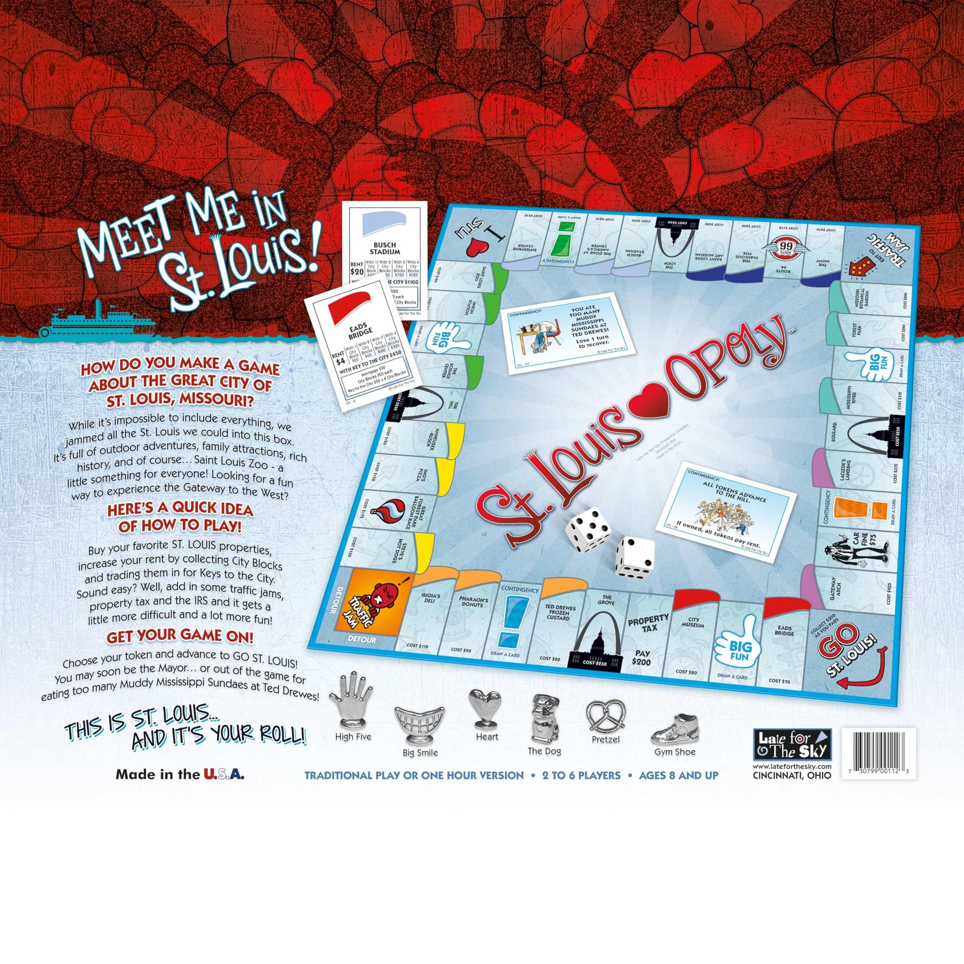 Late for the Sky St. Louis-opoly City Property Trading Board Game - Family Strategy Game with Local Landmarks, Custom Tokens, Ages 8+, 2-6 Players