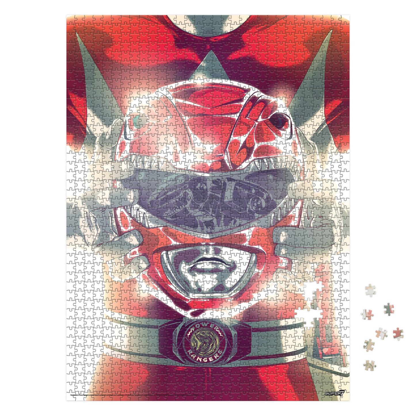 Super7 Mighty Morphin Power Rangers Red Ranger Puzzle - 1,000 Piece Power Rangers Puzzle Classic TV Show Collectibles