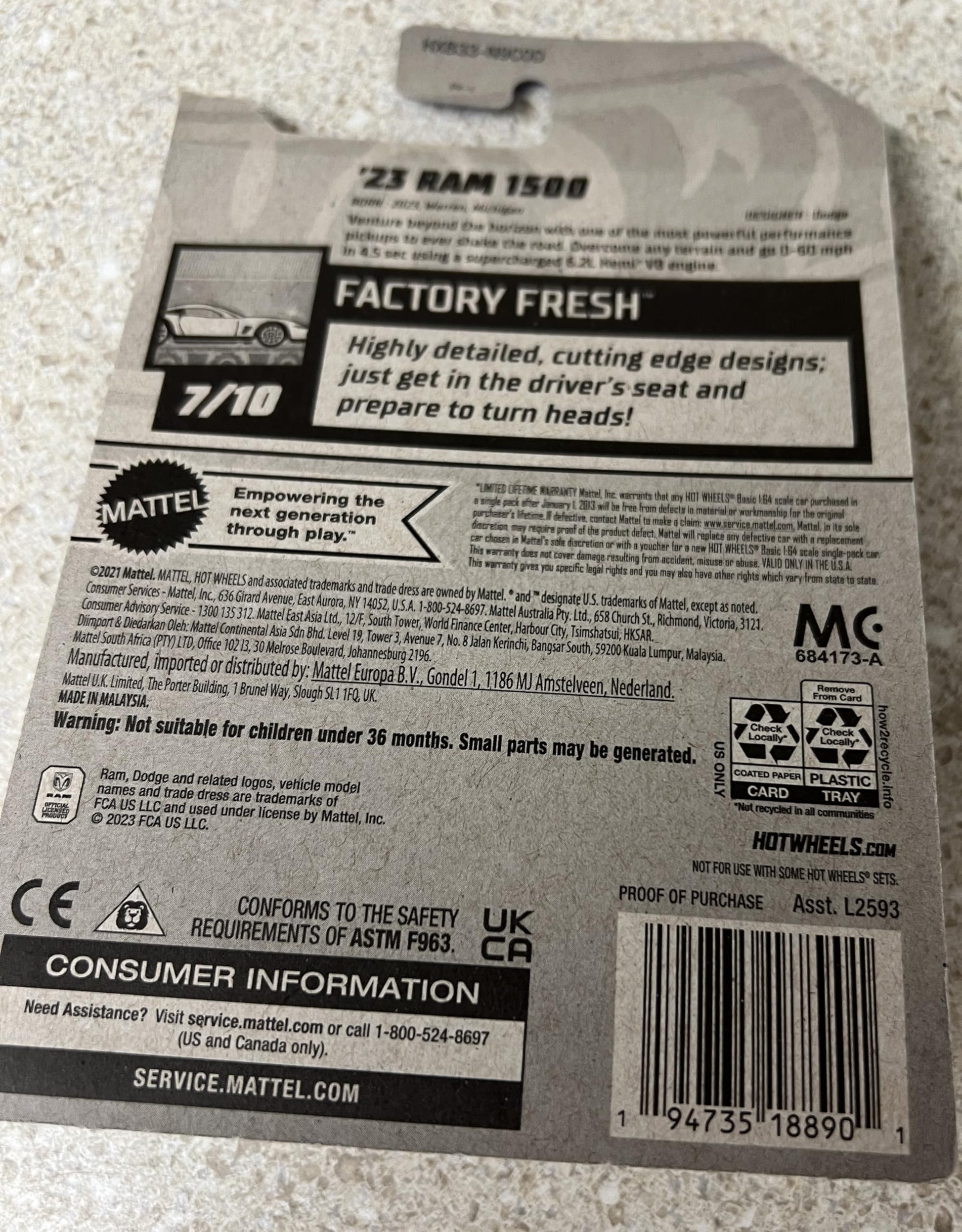 Hot Wheels Red 23 Ram 1500 97/250 Factory Fresh 7/10 New for 2024 (1:64 Scale)