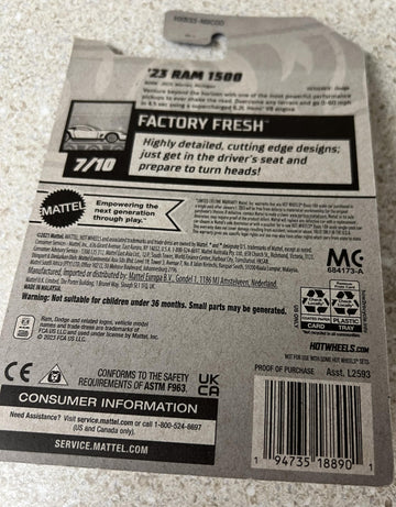 Hot Wheels Red 23 Ram 1500 97/250 Factory Fresh 7/10 New for 2024 (1:64 Scale)