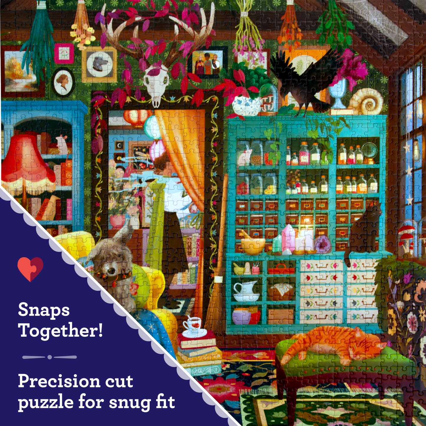 eeBoo Sorcerer's Den 1000 Piece Square Jigsaw Puzzle, 23" x 23"