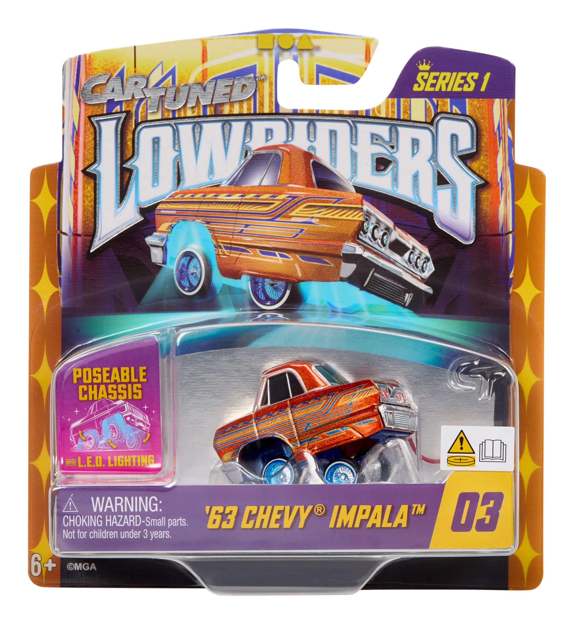 CarTuned™ Lowrider Series 1-1963 Chevy Impala (Orange)