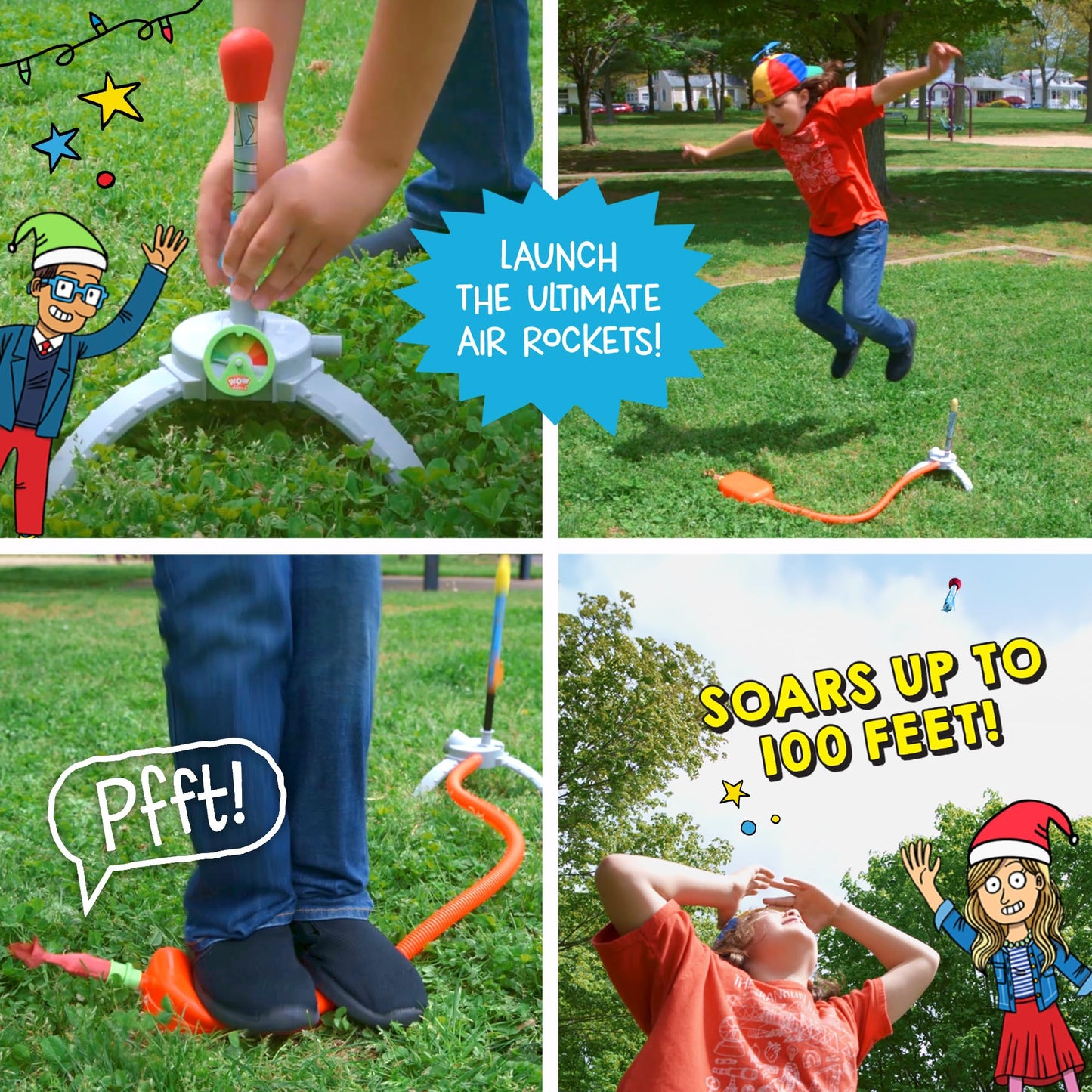 Wow in The World Ultimate HIGH-Flying AIR Rocket Launch Up to 100ft, Fun Sound Effects, Kids Outdoor Toy, Companion Audio Content, Bonus Reusable