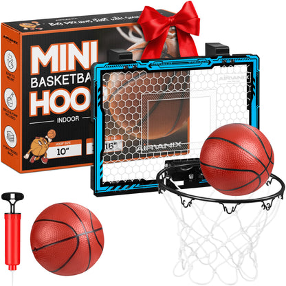 AIRVANIX Mini Basketball Hoop for Kids | Spring-Loaded Rim for Slam Dunks, Extra Backboard Padding | Foldable Indoor Basket Ball Hoops | 2 Over