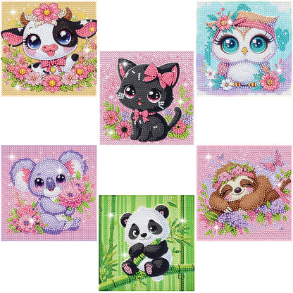 NANZHOO Diamond Art Kits for Kids, 6 Pack 5D Cartoon Diamond Painting Kits for Adults Beginner, Cute Animals DIY Big Gem Art Arts and Crafts for Kid